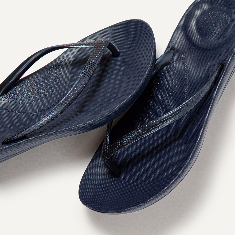 Fitflop Womens Flip-flops - Iqushion Ergonomic - Navy - 621-LBSJXT